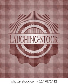 Laughing-stock red badge with geometric pattern background. Seamless.