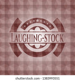 Laughing-stock red badge with geometric pattern. Seamless.
