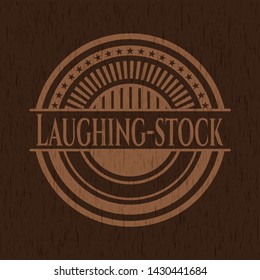 Laughing-stock retro style wooden emblem. Vector Illustration.