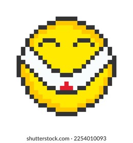 Icono de la cara de las risas. Emoticonos de arte de Pixel. Ilustración vectorial.