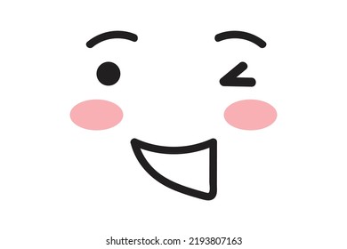 Laught facial expressions in doodle style isolated on white background