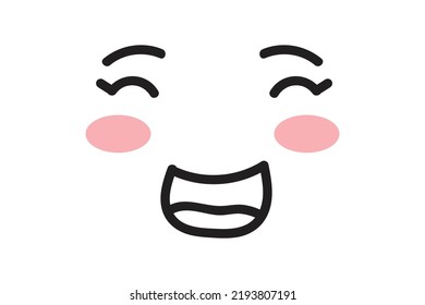 Laught facial expressions in doodle style isolated on white background