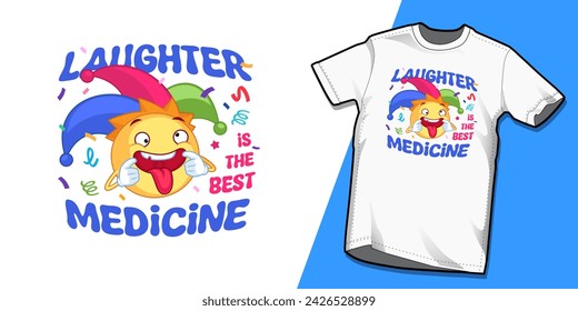 Laughter is the best medicine typography vector illustration kids apparel t-shirt