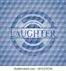 Laughter blue emblem with geometric pattern background. Vector Illustration. Detailed.