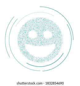 The laughter Emoticon symbol filled with teal dots. Vector illustration on white background