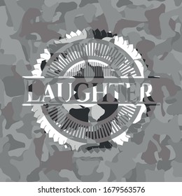 Laughter grey camo emblem. Vector Illustration.