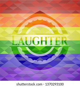 Laughter on mosaic background with the colors of the LGBT flag