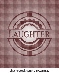 Laughter red badge with geometric pattern. Seamless.