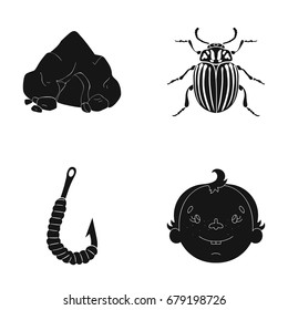 laughter, rest, ecology and other web icon in black style.child, hair, smile icons in set collection.