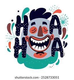 Laughter sticker in flat style