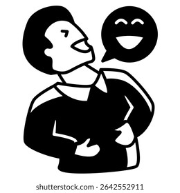 Laughter Therapy icon represented by Laughter man Black Filled style.