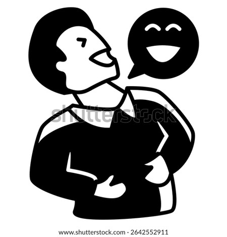 Laughter Therapy icon represented by Laughter man Black Filled style.