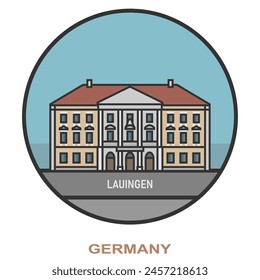 Lauingen. Cities and towns in Germany. Flat landmark