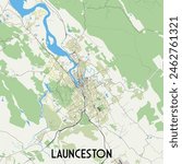  Launceston, Australia map poster art