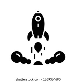 Launch black icon, concept illustration, vector flat symbol, glyph sign.
