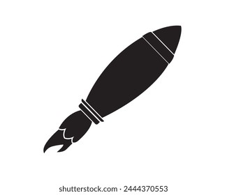 Launch of a black silhouette rocket isolated on white  background, Successful start concept. made of precious metal vector illustration.