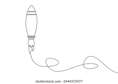 Launch of a black silhouette rocket isolated on white  background, Successful start concept. made of precious metal vector illustration.