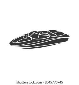 Launch Boat Icon Silhouette Illustration. Water Transport Vector Graphic Pictogram Symbol Clip Art. Doodle Sketch Black Sign.