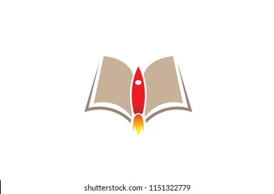 Launch Book Reading Logo Vector Design Illustration