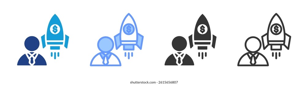 Launch Business icon set multiple style collection