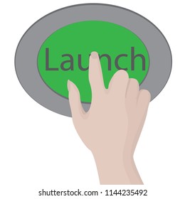Launch button vector illustration. Business motivation  Opportunity conept