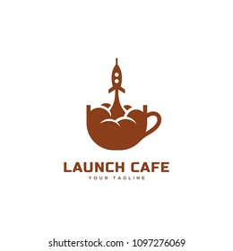 Launch cafe logo design template on a white background. Vector illustration.