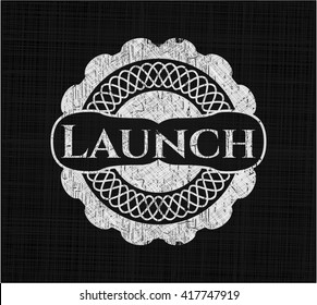 Launch chalkboard emblem on black board