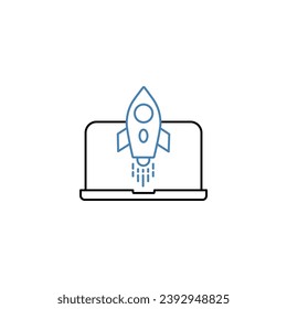 Launch concept line icon. Simple element illustration. Launch concept outline symbol design.