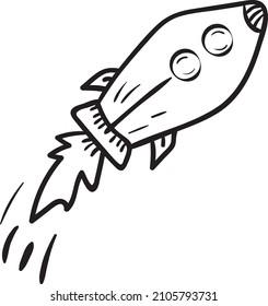 Launch of the Doodle rocket. Cartoon style coloring book for kids