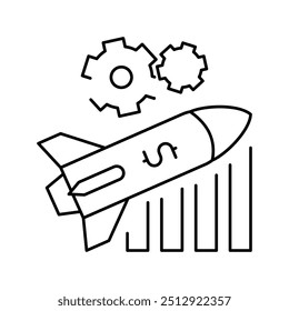 launch financial rocket line icon vector. launch financial rocket sign. isolated contour symbol black illustration