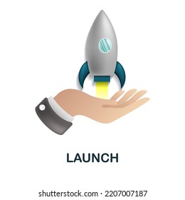 Icono de lanzamiento. 3d ilustración de la colección de crowdfunding. Icono de Creative Launch 3d para diseño web, plantillas, infografías y más