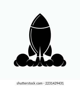 Launch Icon. Start Up, Rocket Symbol - Vector.