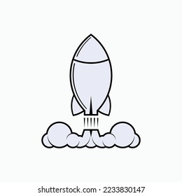 Launch Icon. Start Up, Rocket Symbol - Vector.
