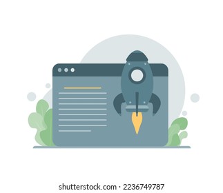 Launch icon vector isolated on white background. Vector illustration launching sign symbol icon concept for digital business, finance. Vector illustration in flat style