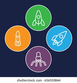 Launch icons set. set of 4 launch outline icons such as