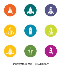 Launch icons set. Flat set of 9 launch vector icons for web isolated on white background