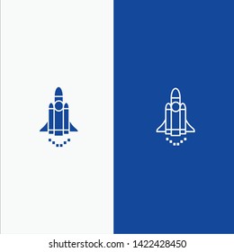Launch, Launching, Marketing, Promote Line and Glyph Solid icon Blue banner Line and Glyph Solid icon Blue banner
