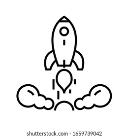 Icono de línea de lanzamiento, signo de concepto, ilustración de vector de esquema, símbolo lineal.