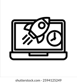Launch Line Vector Illustration On White Background.