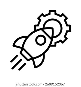 Launch Line Vector Illustration On White Background.