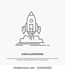 Launch, mission, shuttle, startup, publish Icon. Line vector gray symbol for UI and UX, website or mobile application