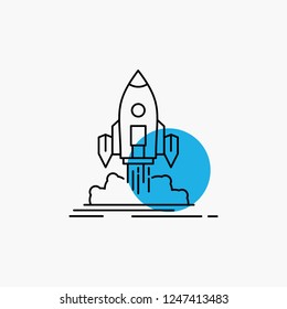 Launch, mission, shuttle, startup, publish Line Icon
