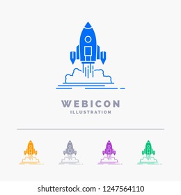 Launch, mission, shuttle, startup, publish 5 Color Glyph Web Icon Template isolated on white. Vector illustration