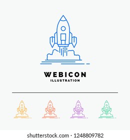 Launch, mission, shuttle, startup, publish 5 Color Line Web Icon Template isolated on white. Vector illustration