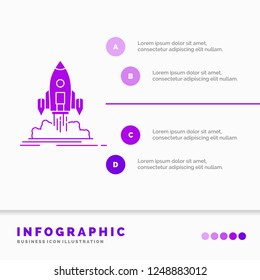 Launch, mission, shuttle, startup, publish Infographics Template for Website and Presentation. GLyph Purple icon infographic style vector illustration.