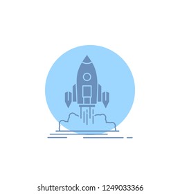 Launch, mission, shuttle, startup, publish Glyph Icon.