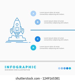 Launch, mission, shuttle, startup, publish Infographics Template for Website and Presentation. Line Blue icon infographic style vector illustration