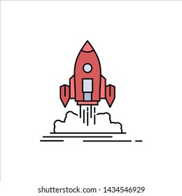 Launch, mission, shuttle, startup, publish Flat Color Icon Vector