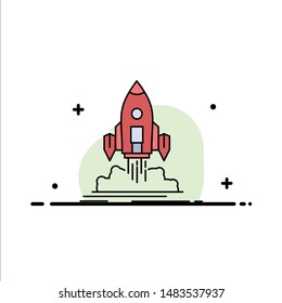 Launch, mission, shuttle, startup, publish Flat Color Icon Vector