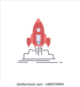 Launch, mission, shuttle, startup, publish Flat Color Icon Vector